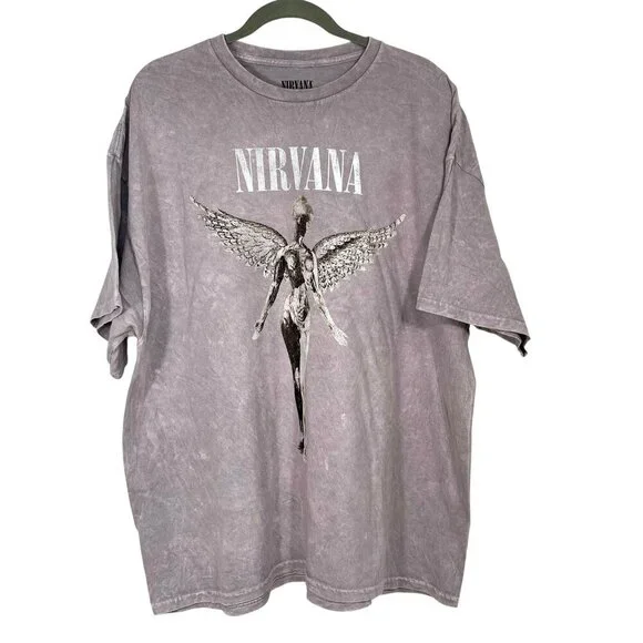 Nirvana In Utero Angel Graphic Tee Gray Band Shirt Grunge Rock Style 2X - Picture 2 of 11